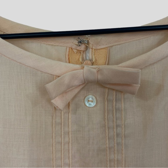 Vintage 60s Gay Gibson Pale Pink Lightweight Lace Trim Dress with Bows - Picture 3 of 7